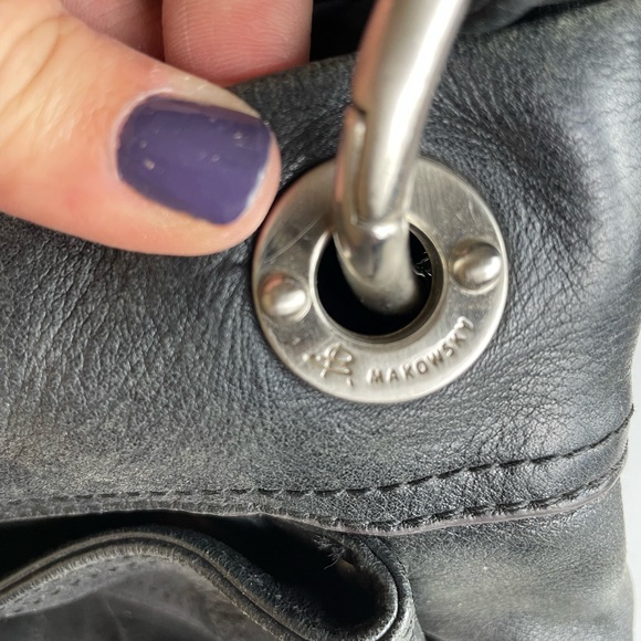 VTG B.Makowsky Black Leather Purse Handbag - Picture 4 of 12